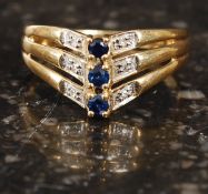 18ct yellow gold sapphire and diamond ri