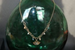 9ct gold pearl and agate necklace with f