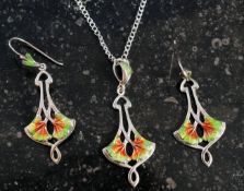 A silver and enamel Art Nouveau style ne