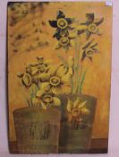 A large unframed 20th century still life