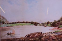 A 20th century framed and glazed paintin