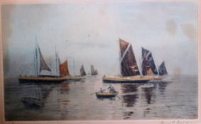 A lithograph print of seascape scenes fr