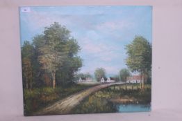 A oil on canvas painting, depicting a si