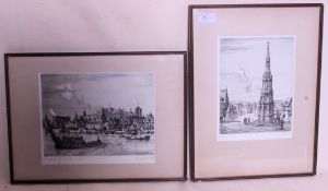 A pair of paintings in pencil being fram