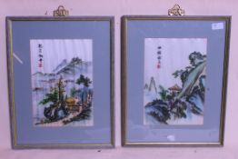 A pair of 20th century Japanese silk emb