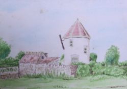 A watercolour painting, depicting a towe