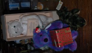 A limited to 2500 Merrythought Princess Diana inspired bear with certificate along with a Steiff