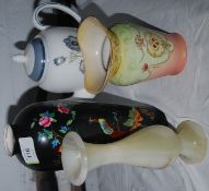 Three vases ,one Oriental and a tall teapot
