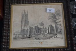 A 20th Century framed print of St Cutherberts Church