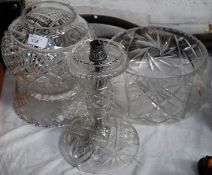Crystal cut glass fruit bowl , vase and lamp