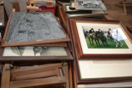 A good amount lot of paintings and two easels