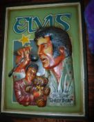 An Elvis Presley carved wooden picture