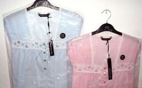 12 x High quality ladies Gingham Check Nightdress Short Sleeve, Sizes 10/12 or 12/14 Pink/Blue New