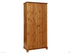 Copenhagen 2 Door Robe Wardrobe, Pine - ready built and new