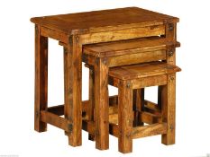 Granary Nest of 3 Coffee Tables, High Quality Acacia Wood Rustic Country Style AB124 New & boxed