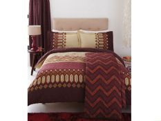 1 x Cruz Plum Modern King Size 50% Cotton Duvet Set Geometric - RRP £120 New perfect stock