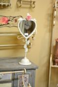 3 x Le Rose Shabby Chic Ornate Heart Shape Vanity Mirror and Jewellery Stand, H52cm BNWT