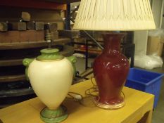 2 x large ceramic table lamps, only one with shade