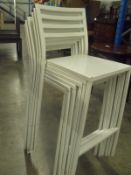 6 x white stacking high bar stools in steel