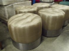 5 x pouffes, buttoned top, edged in stainless steel size width 480mm x height 400mm