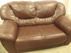 Brown leather 2 seater sofa