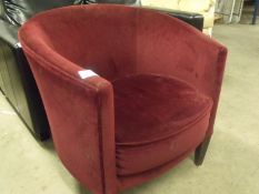Burgundy velour club chair
