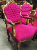 Large Louis XV Giltwood Style open armchair