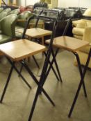 3 x old folding wooden / steel frame bar stools