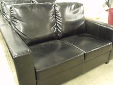 Black leather 2 seater sofa