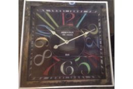 Large Square Colourful Wall Clock Vintage Shabby Chic Distressed Retro 

Measures: 40x40cm

Wall