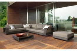 This stunning premium full sized 8 piece elegant brown sectional rattan corner sofa set brings style