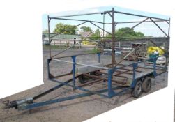 TWIN WHEEL TRAILER, BOX SIZE IS 11 FT BY  71/2 FT WIDE 6FT 2 INCH HIGH JUST BEEN PAINTED BLACK,
