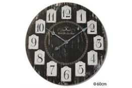 Brand New Shabby Chic Large 60cm Distressed Newcastle Central Station Wall Clock Black