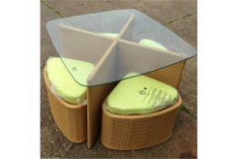 Brown All Weather Rattan Four Leaf Clover Dining Set