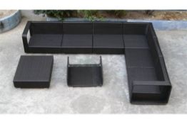 Stunning premium full sized 8 piece elegant brown sectional rattan corner sofa set.