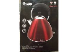 Brand New and Boxed 

Swan Kitchen Appliances Red/Rouge Pyramid 2L Kettle

This traditional