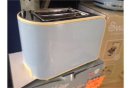 Swan Retro Vintage 2 Slice Toaster Kitchen 800W - Blue