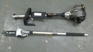 Titan Petrol Multi tool with a ttachments as pictured - pull cord  works fine