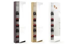8 x Mirage mirrored shoe cabinets.  Concealing up to 30 pairs of shoes, this cabinet provides