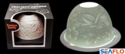 x50 - BRAND NEW Beautifully Designed White Porcelain Candle Holders. Illuminates a Frangipani Flower