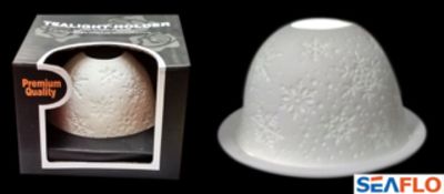 x50 - BRAND NEW Beautifully Designed White Porcelain Candle Holders. Illuminates a Snowflake