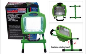 180 LED PORTABLE RECHARGEABLE CORDLESS WORK FLOOD LIGHT (4pcs) - Brand New Colour: Green  This 180