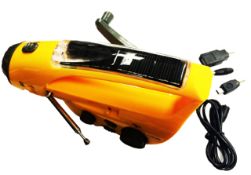 6 x SOLAR DYNAMO RADIO FLASHLIGHTS - BRAND NEW - Solar or hand dynamo powered - AM/FM radio -