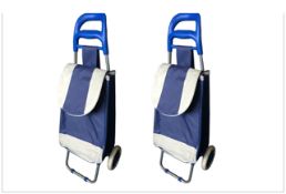 LIGHTWEIGHT HIGH QUALITY DURABLE SHOPPING TROLLEY BAG (14pcs) - Brand New Colour: Blue/Silver