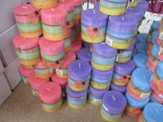 x100 - Pillar 3 Coloured Gradient Colour Scented Candles - Various Colours/Scents - AR5422 - 72mm