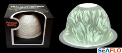 x50 - BRAND NEW Beautifully Designed White Porcelain Candle Holders. Illuminates a Tulip Flower