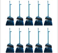 LONG HANDLE DUSTPAN and BRUSH (80pcs) - Brand New Colours: Assorted (Red/Blue/Green)  Long handles