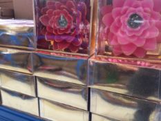 x100 - Lotus Flower Candles - Red/Pink Glittered Egde - AR5862 - 105mm x 40mm High BRAND NEW