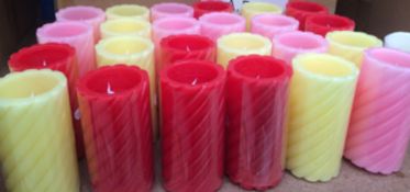 x50 - LED Solid Colour Candle with Spiral Design - Various Colours - AR5859-2 - 70mm x 127mm High