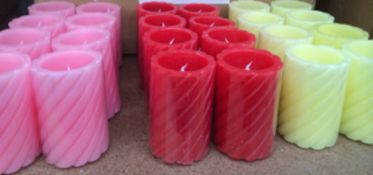 x50 - LED Solid Colour Candle with Spiral Design - Various Colours - AR5859-1 - 70mm x 100mm High